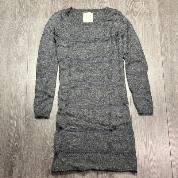 Part Two Mohair Small Grey Dress Knit Designer Striped - Picture 1 of 10